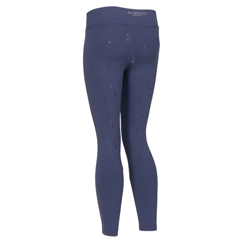 Aubrion Equestrian Young Rider Full Grip Riding Tights - Midnight-4