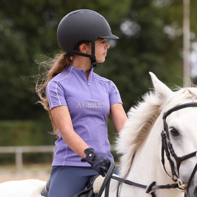Aubrion Equestrian Young Rider Short Sleeve Base Layer - Heather