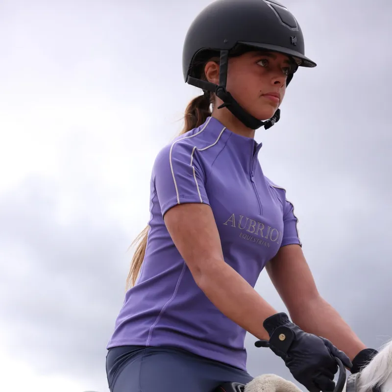 Aubrion Equestrian Young Rider Short Sleeve Base Layer - Heather-2