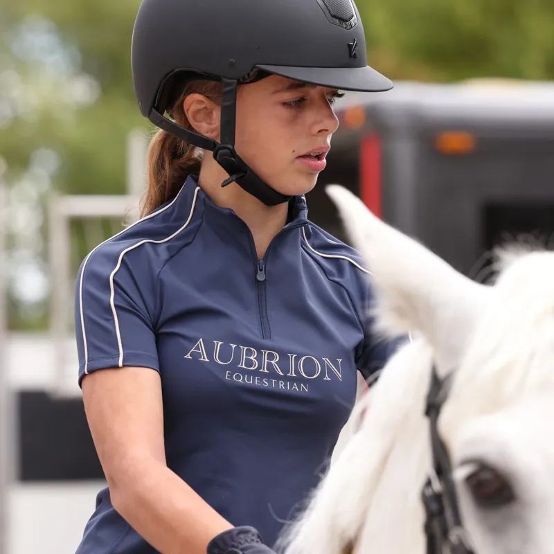 Aubrion Equestrian Young Rider Short Sleeve Base Layer - Midnight-1