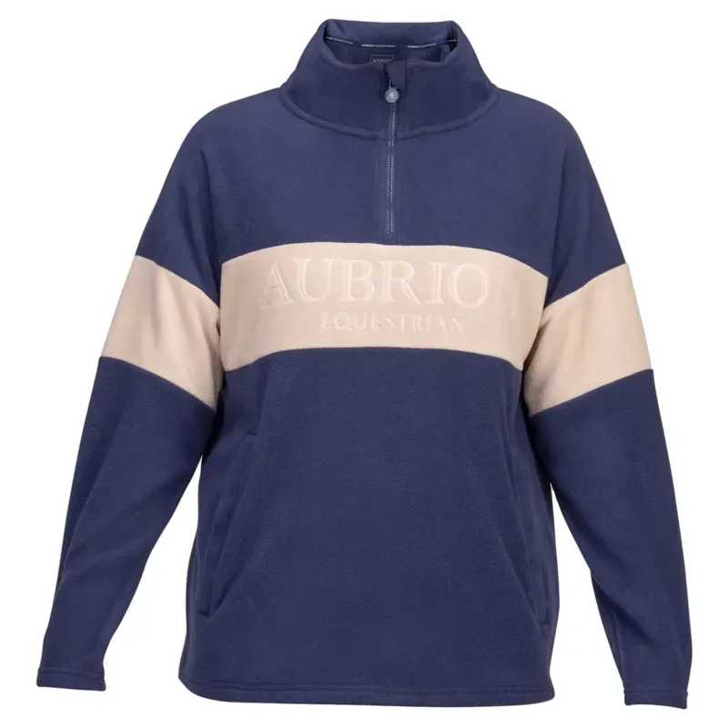 Aubrion Equestrian Womens Polo Fleece - Midnight/Taupe-1