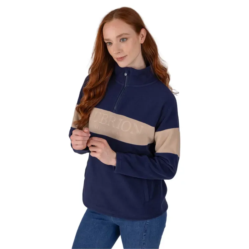 Aubrion Equestrian Womens Polo Fleece - Midnight/Taupe-5