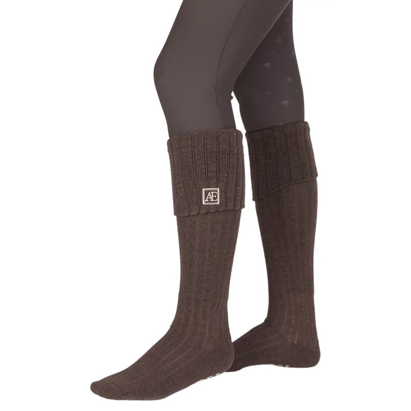 Aubrion Equestrian Womens Knitted Riding Boot Socks - Espresso