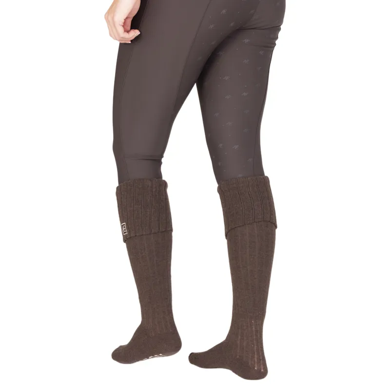 Aubrion Equestrian Womens Knitted Riding Boot Socks - Espresso-3