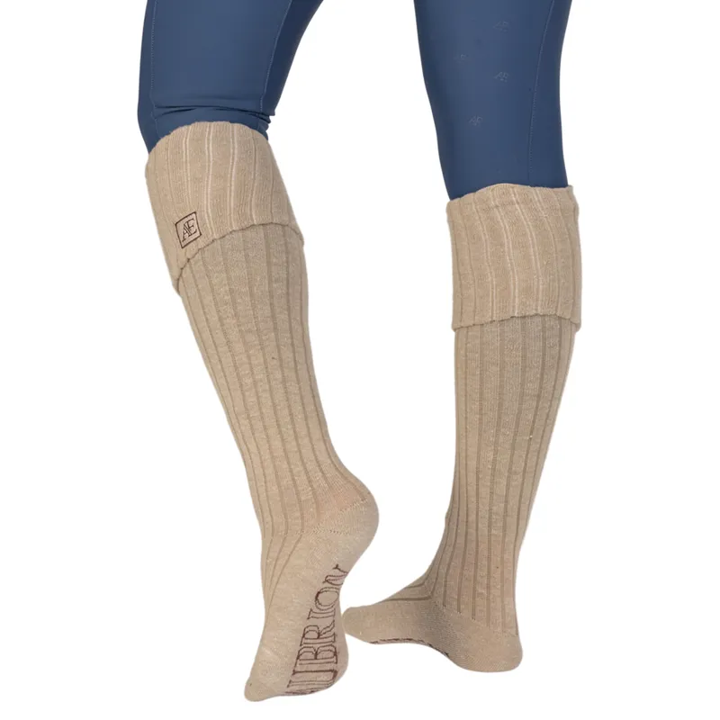 Aubrion Equestrian Womens Knitted Riding Boot Socks - Oat-3