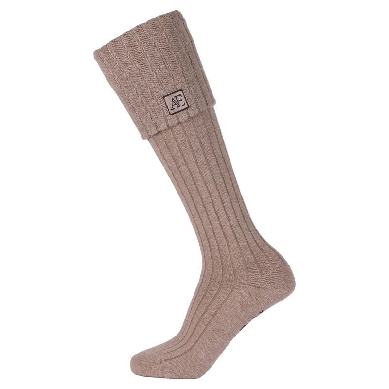 Aubrion Equestrian Womens Knitted Riding Boot Socks - Oat