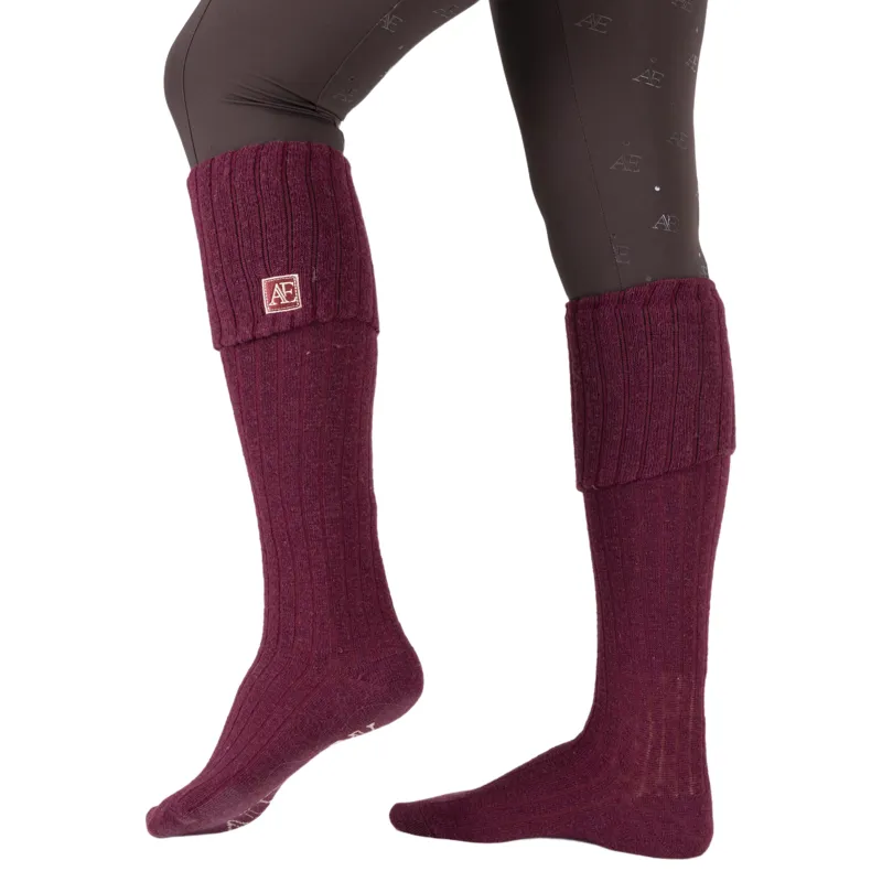 Aubrion Equestrian Womens Knitted Riding Boot Socks - Port-1