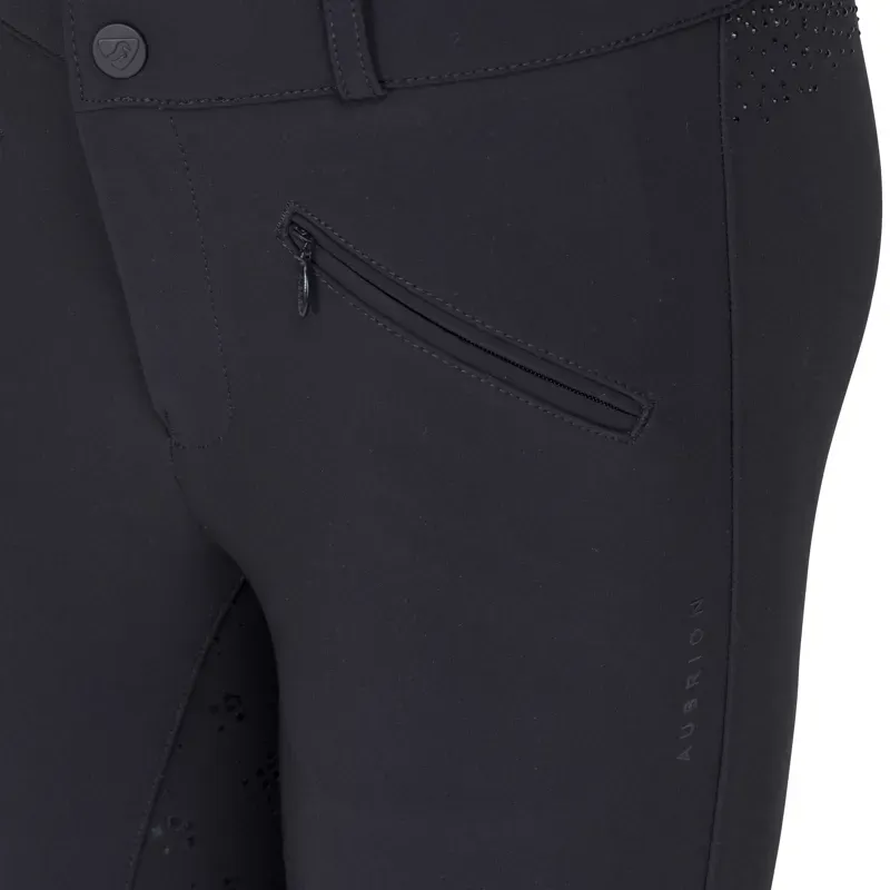 Aubrion Optima GX Young Rider Full Grip Breeches - Black-4
