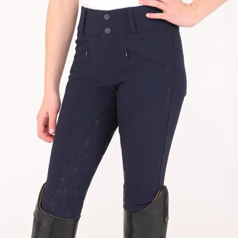 Aubrion Optima GX Young Rider Full Grip Breeches - Navy-5