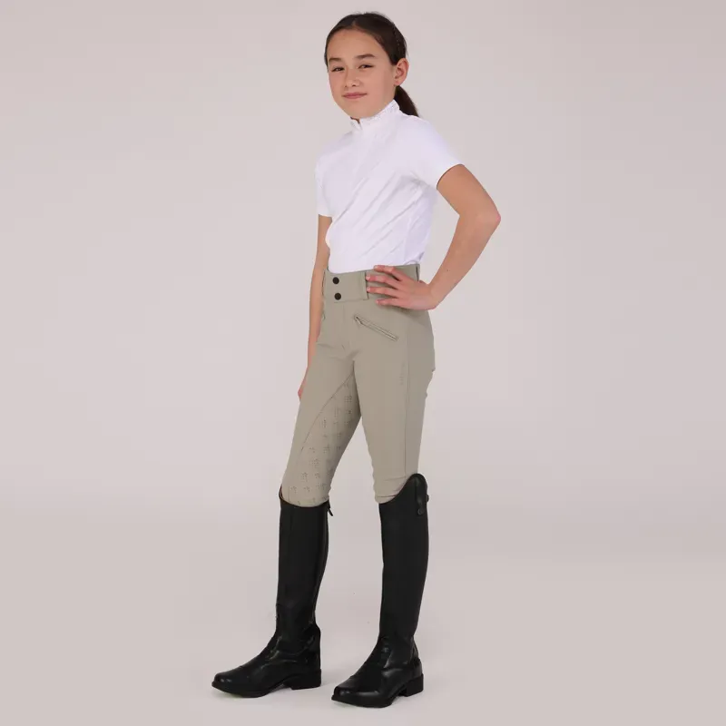 Aubrion Optima GX Young Rider Full Grip Competition Breeches - Beige-4