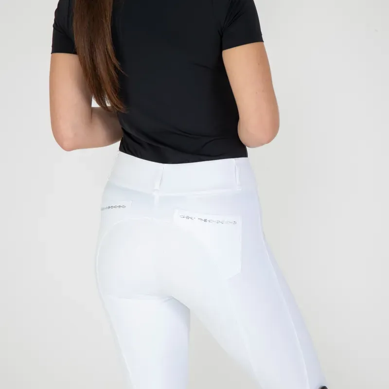 Aubrion Optima LX Full Grip Womens Competition Breeches - White-6