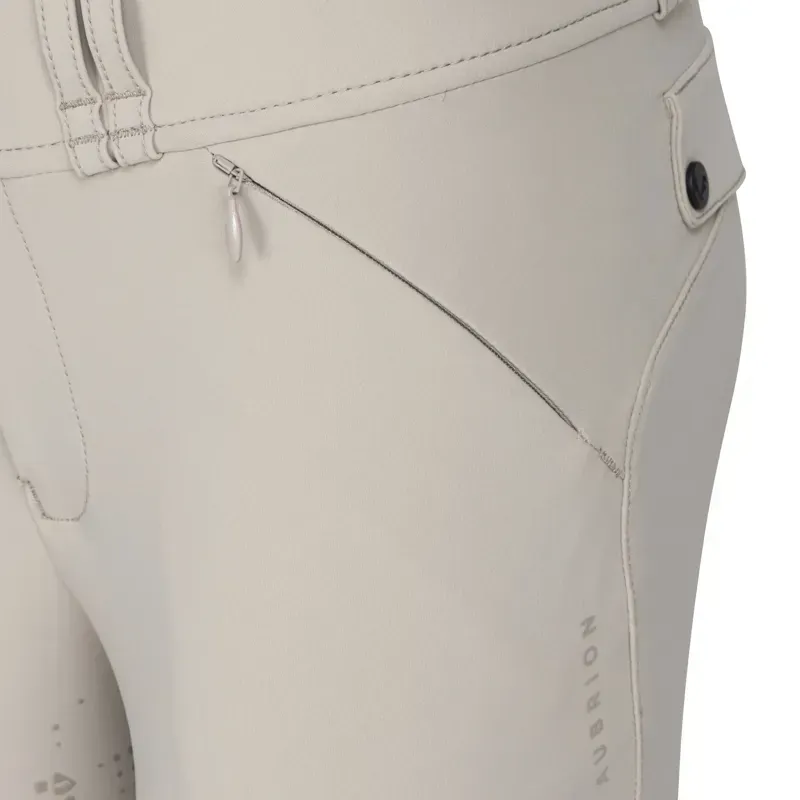 Aubrion Optima MX Young Rider Full Grip Competition Breeches - Beige-4