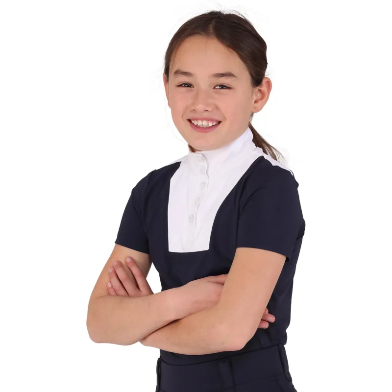 Aubrion Optima MX Young Rider Short Sleeve Show Shirt - Navy-1