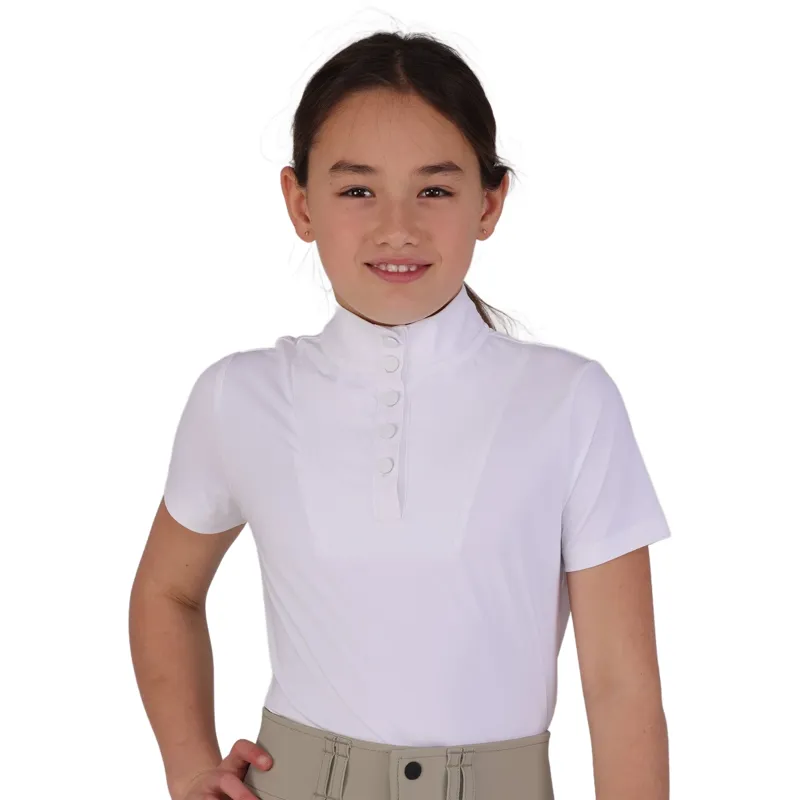 Aubrion Optima MX Young Rider Short Sleeve Show Shirt - White-1