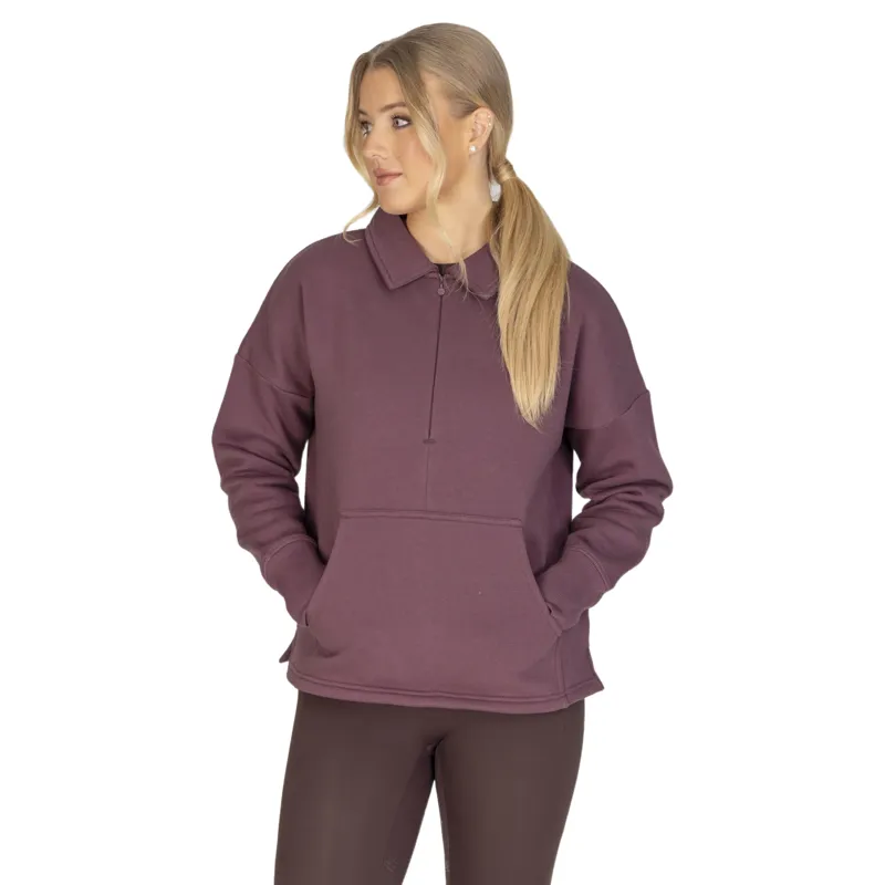 Aubrion Equestrian Women's Quarter Zip Sweater - Thistle-2
