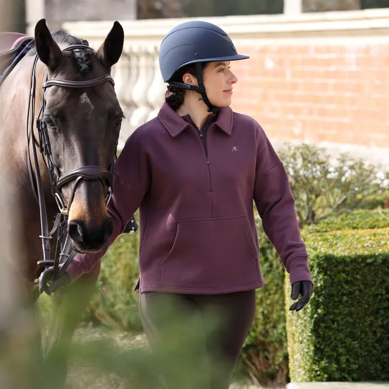 Aubrion Equestrian Women's Quarter Zip Sweater - Thistle-3