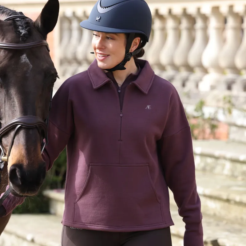 Aubrion Equestrian Women's Quarter Zip Sweater - Thistle-8
