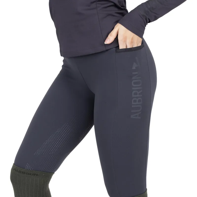 Aubrion React Winter Knee Grip Womens Riding Tights - Charcoal-1