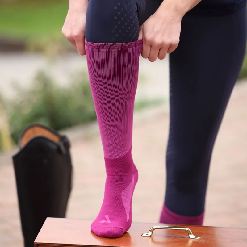 Aubrion React Technical Tall Riding Socks - Fuchsia-6