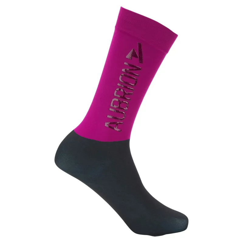 Aubrion React Young Rider Performance Riding Socks - Fuchsia