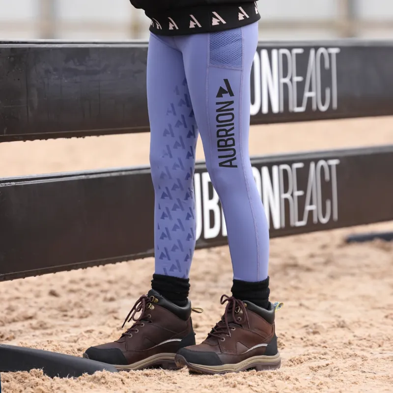 Aubrion React Young Rider Non Stop Riding Tights - Sky