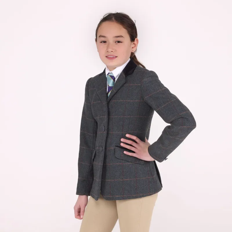 Aubrion Saratoga Junior Tweed Show Jacket - Juniper/Navy Check-3