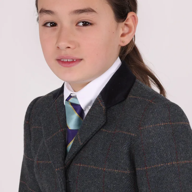 Aubrion Saratoga Junior Tweed Show Jacket - Juniper/Navy Check-7