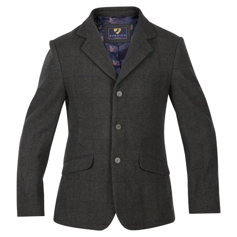 Aubrion Saratoga Mens Tweed Show Jacket - Elm Green Check-1