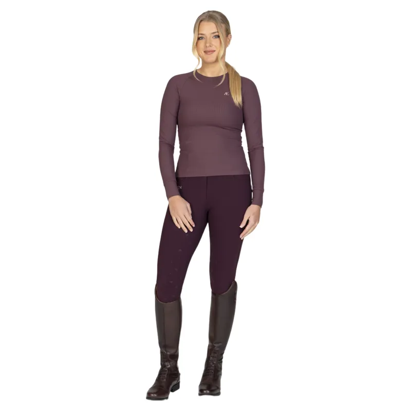 Aubrion Equestrian Ribbed Womens Long Sleeve Base Layer - Thistle-9