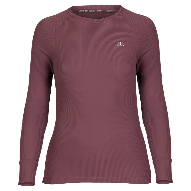 Aubrion Equestrian Ribbed Womens Long Sleeve Base Layer - Thistle-4