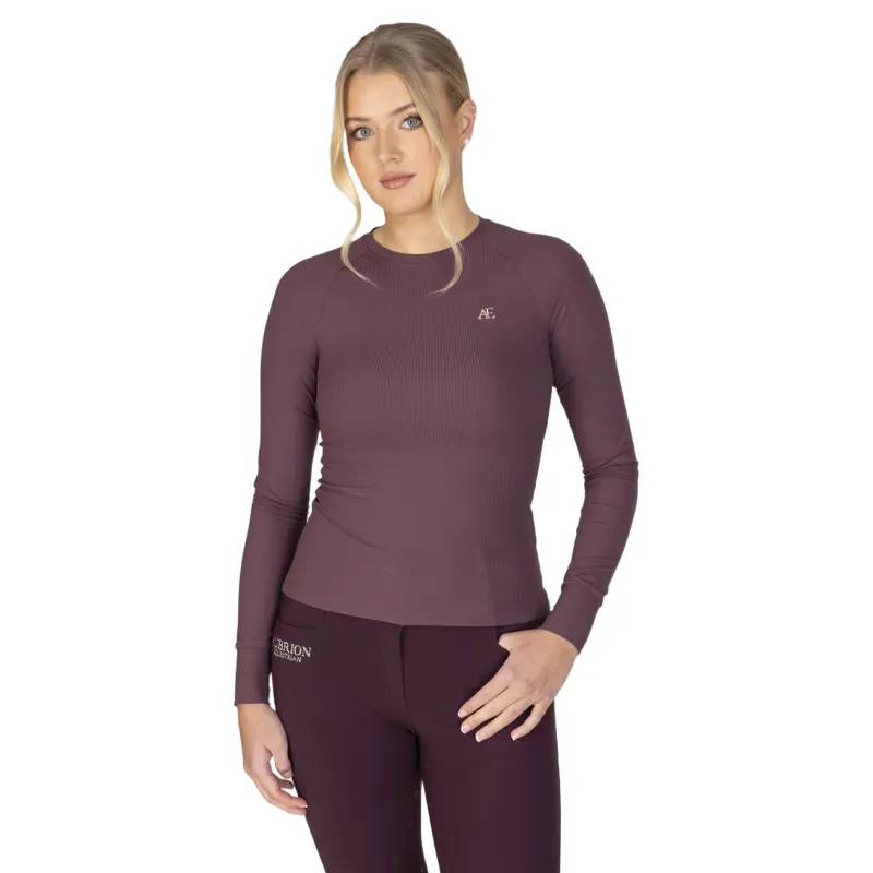 Aubrion Equestrian Ribbed Womens Long Sleeve Base Layer - Thistle