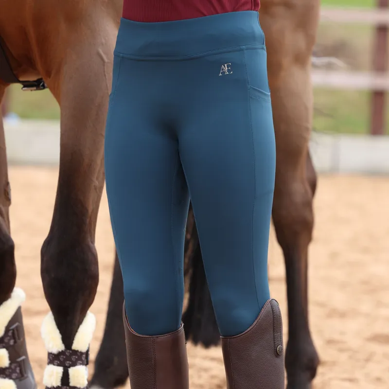 Aubrion Equestrian Winter Full Grip Junior Riding Tights - Estate Blue-3