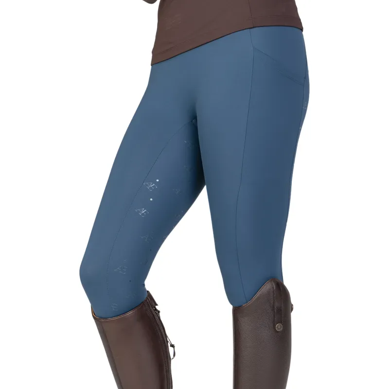 Aubrion Equestrian Winter Full Grip Womens Riding Tights - Estate Blue-2