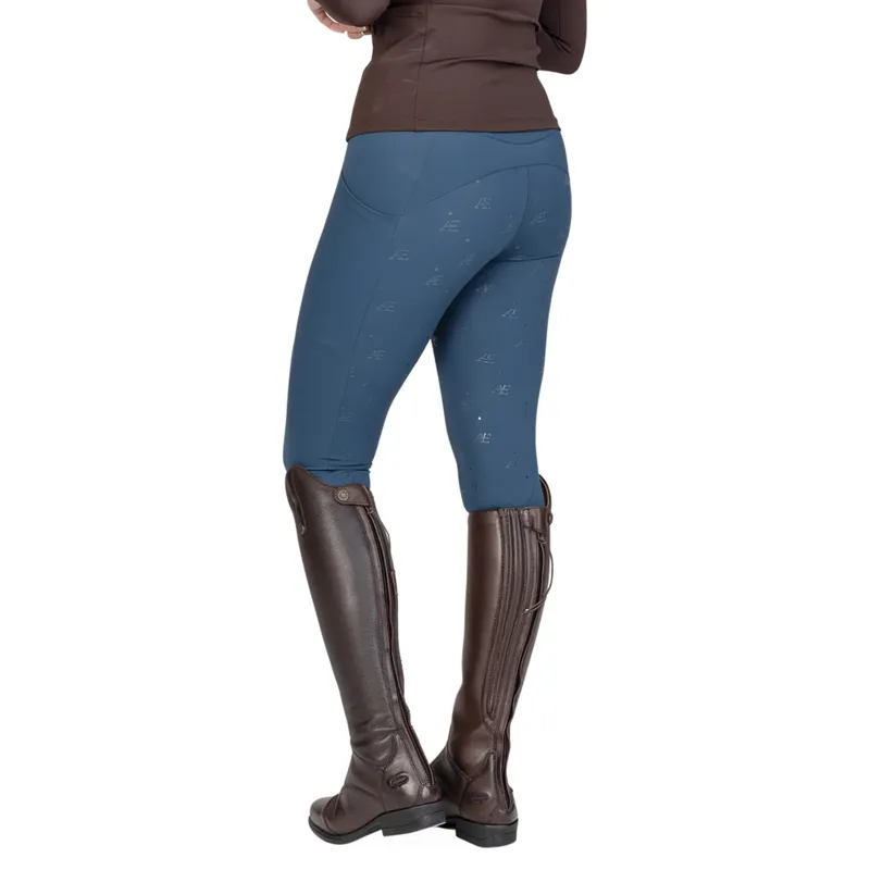 Aubrion Equestrian Winter Full Grip Womens Riding Tights - Estate Blue-3