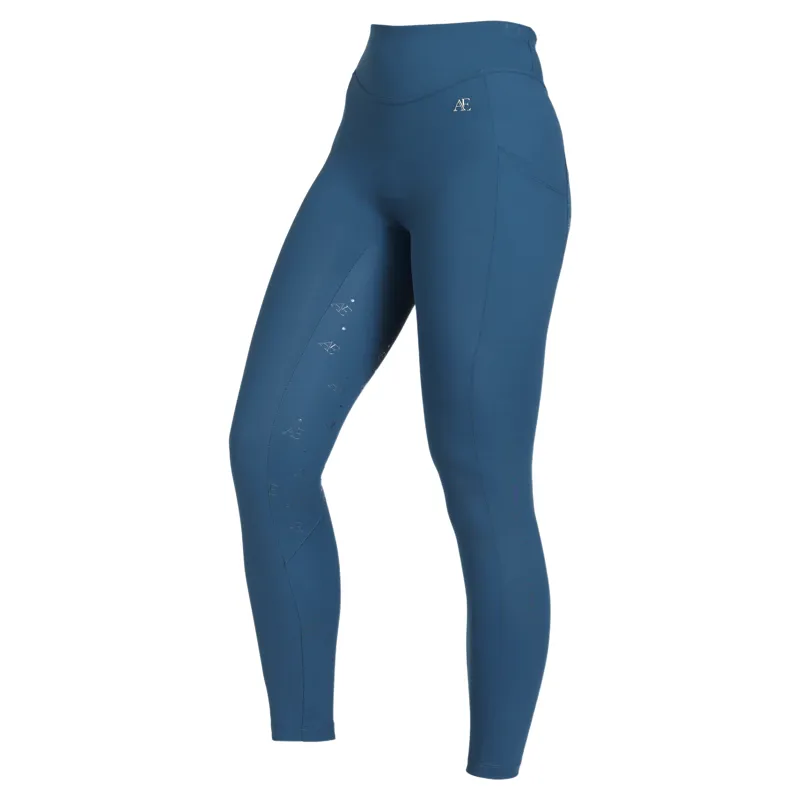 Aubrion Equestrian Winter Full Grip Womens Riding Tights - Estate Blue