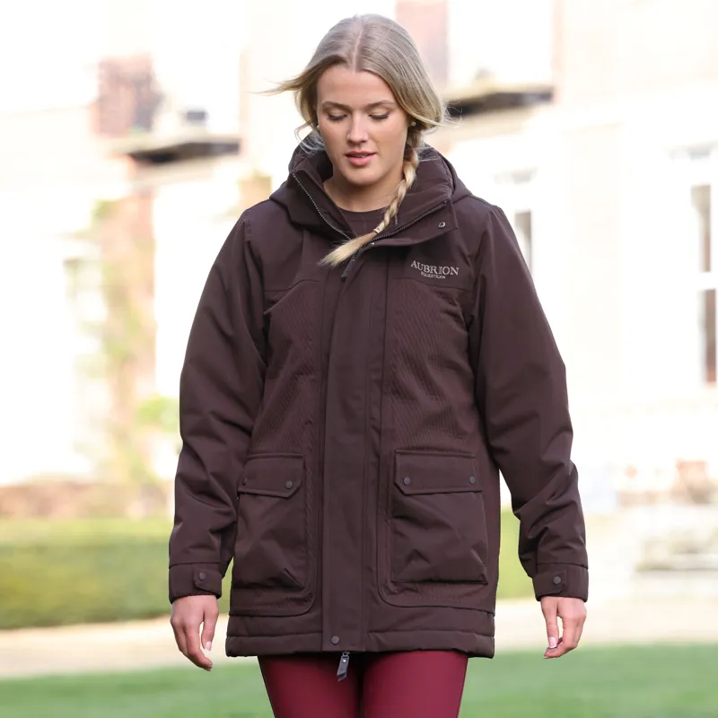 Aubrion Equestrian Women's Waterproof Winter Riding Coat - Espresso-3