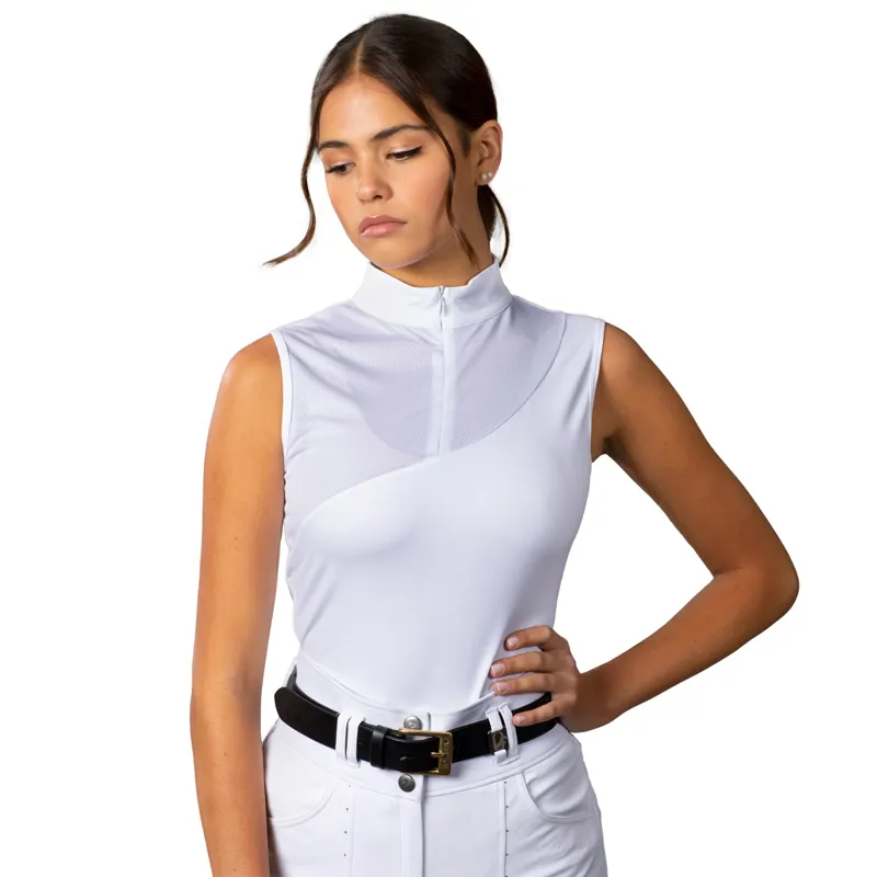 Aubrion Luton Ladies Sleeveless Competition Shirt - White-2