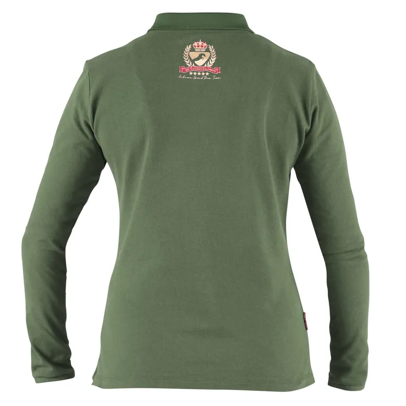 Aubrion Team Ladies Long Sleeve Polo Shirt - Khaki-2