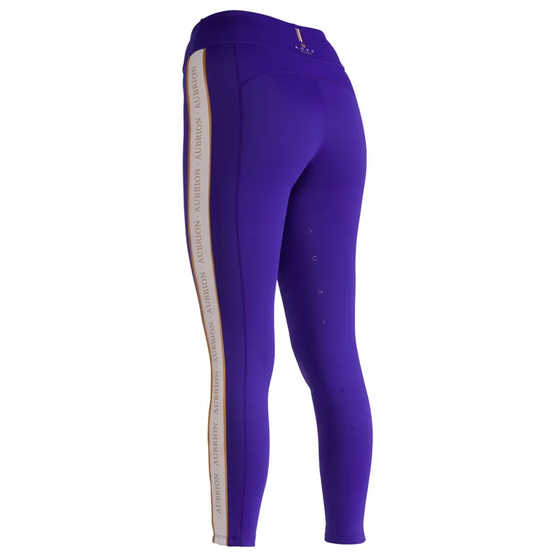 Aubrion Team Shield Knee Grip Ladies Winter Riding Tights - Blue-1