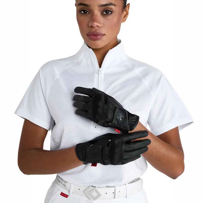 Aztec Diamond Young Rider Pro Grip Riding Gloves - Black/Patent-2