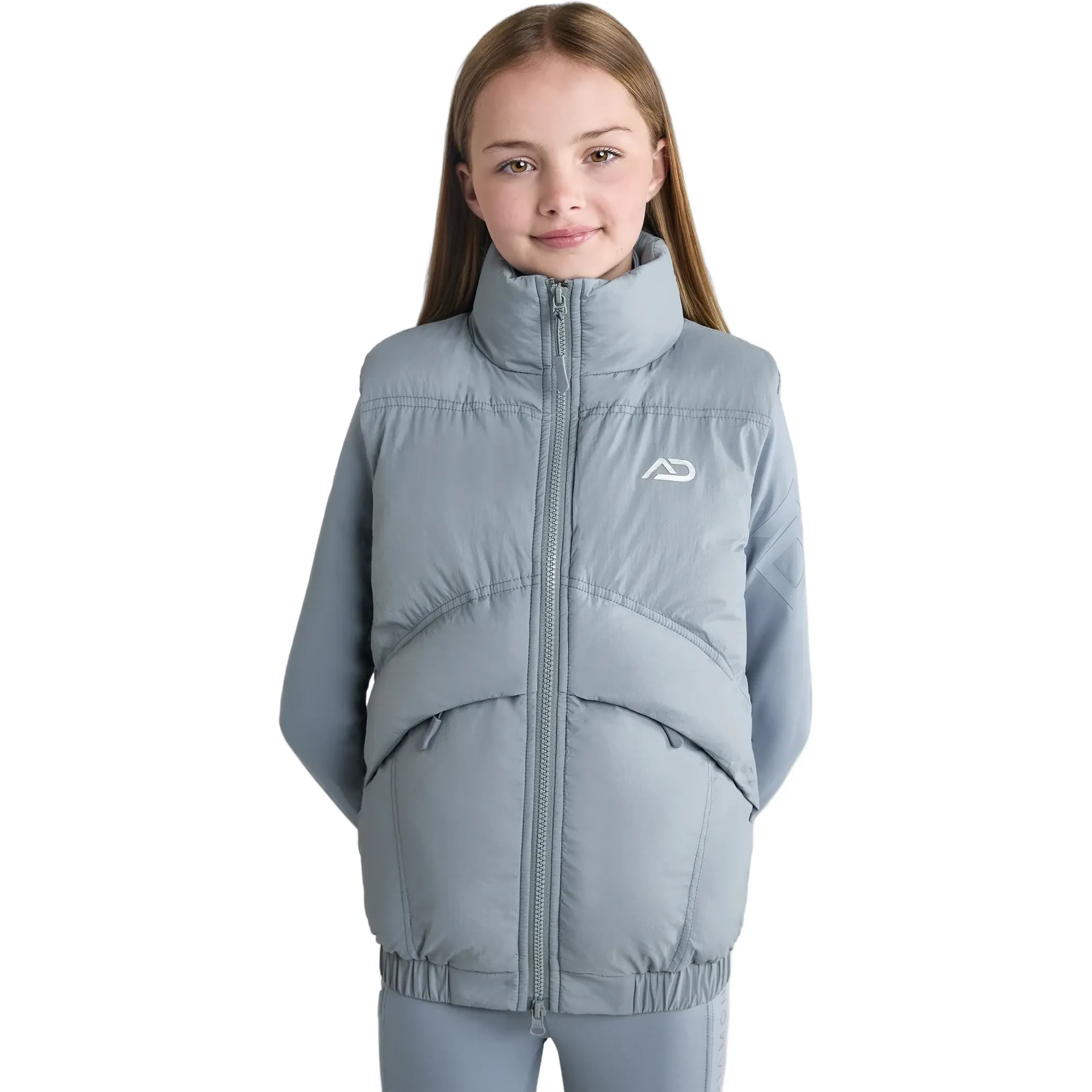 Aztec Mid Aztec Diamond Young Rider Mid Layer Junior Gilet - Ash Blue