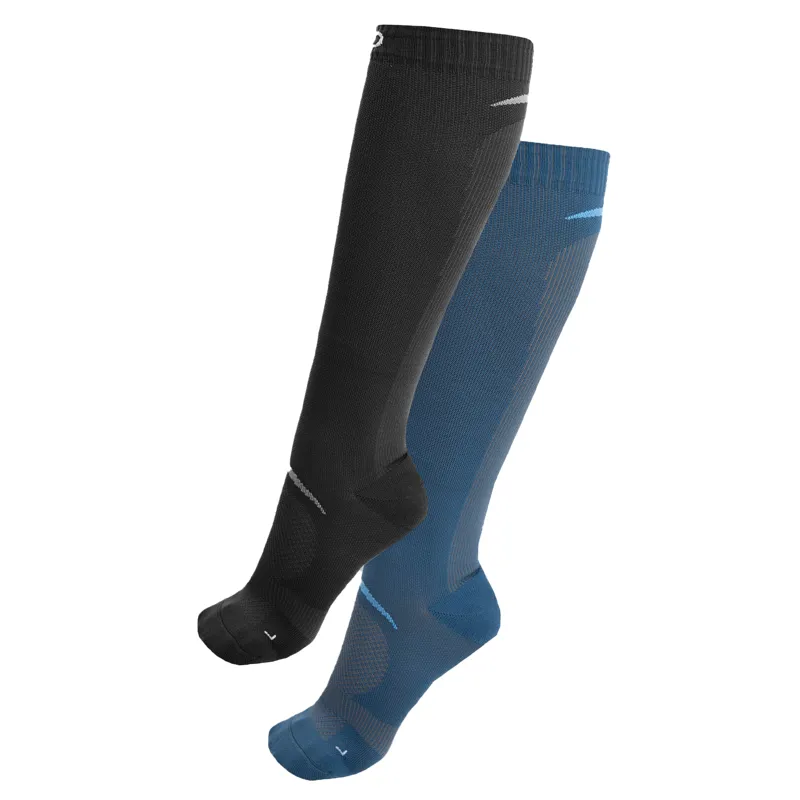 Aztec Diamond Define Ladies Riding Socks 2 Pack - Black/Azul-1
