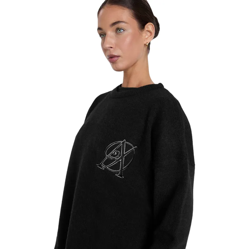Aztec Diamond Womens Knit Crew Neck Sweater - Black Pre-Order-4