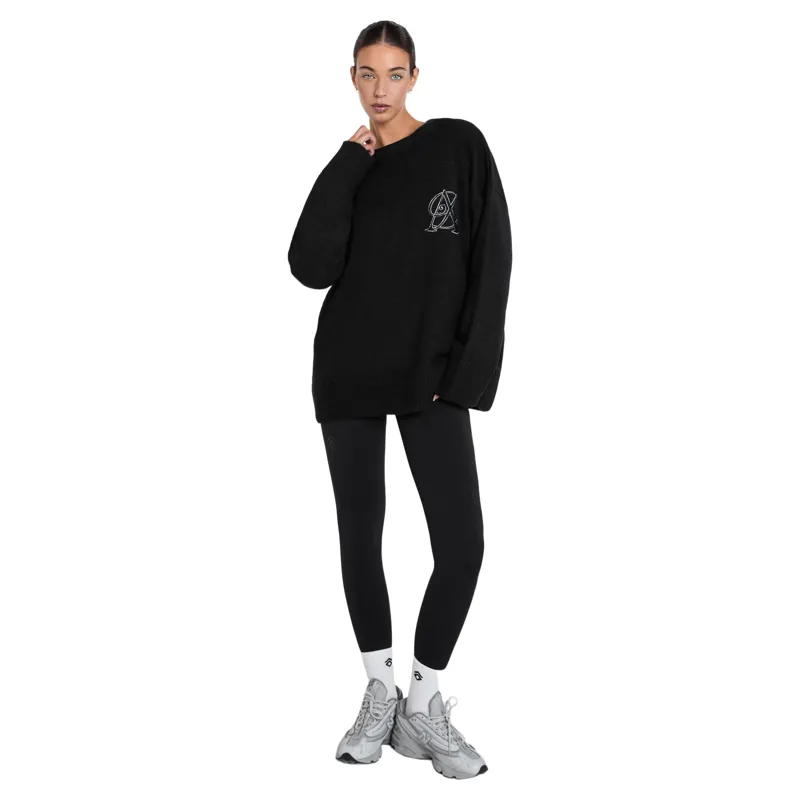 Aztec Diamond Womens Knit Crew Neck Sweater - Black Pre-Order-2