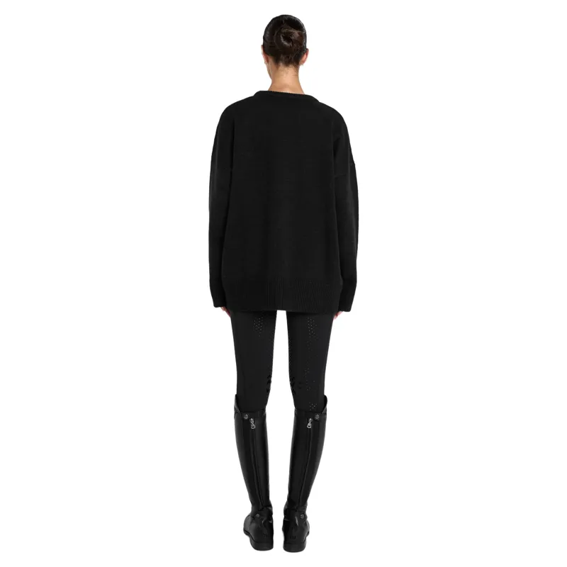 Aztec Diamond Womens Knit Crew Neck Sweater - Black Pre-Order-10