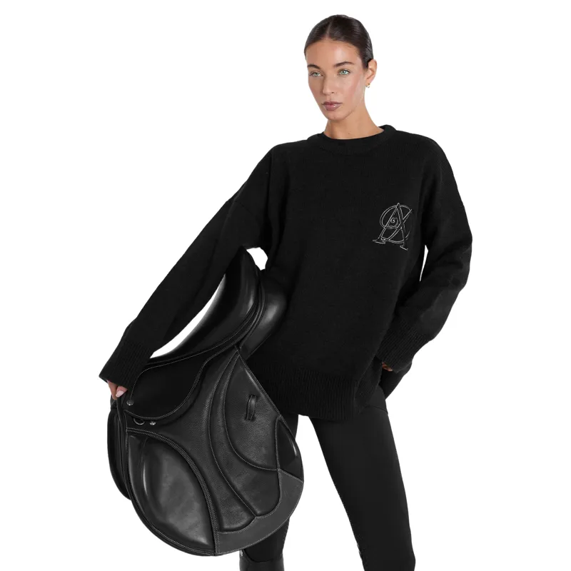 Aztec Diamond Womens Knit Crew Neck Sweater - Black Pre-Order-7