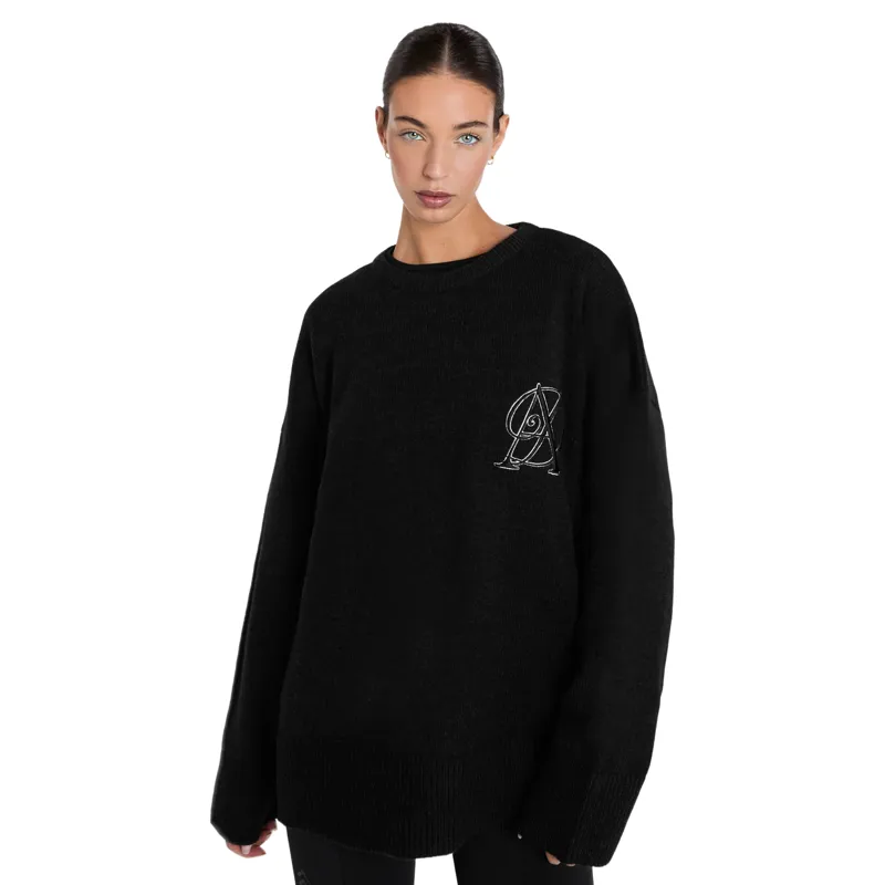 Aztec Diamond Womens Knit Crew Neck Sweater - Black Pre-Order