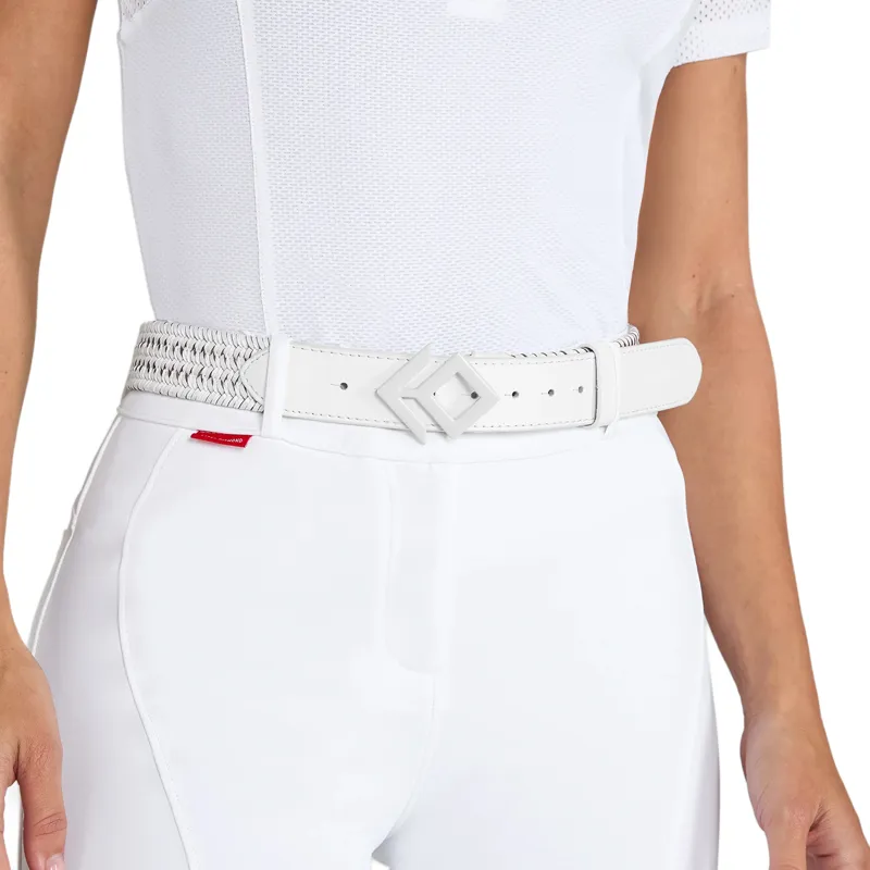 Aztec Diamond Woven Belt - White-3
