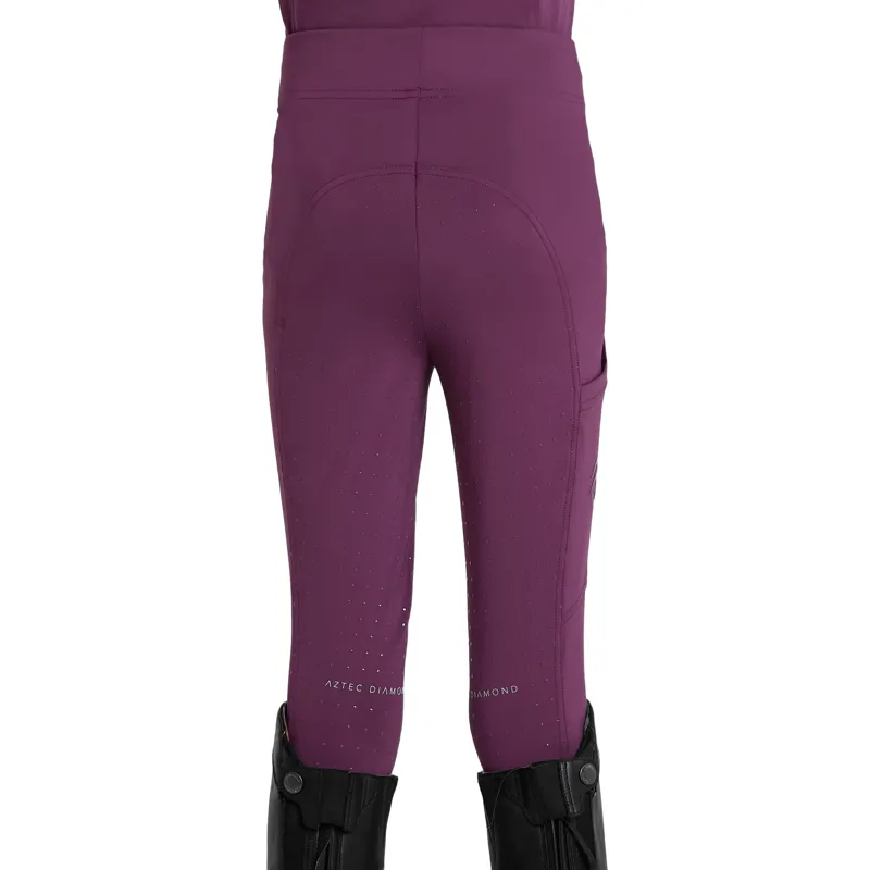 Aztec Diamond Young Rider Full Grip Riding Leggings - Plum Pre-Order-5