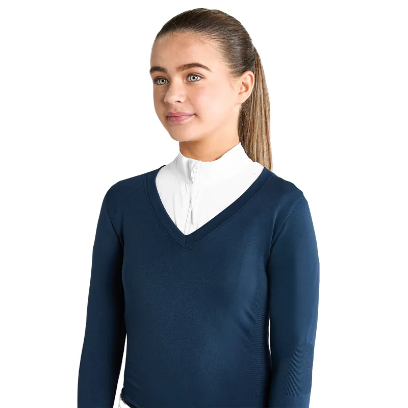 Aztec Diamond Young Rider Girls Show Sweater - Navy-4